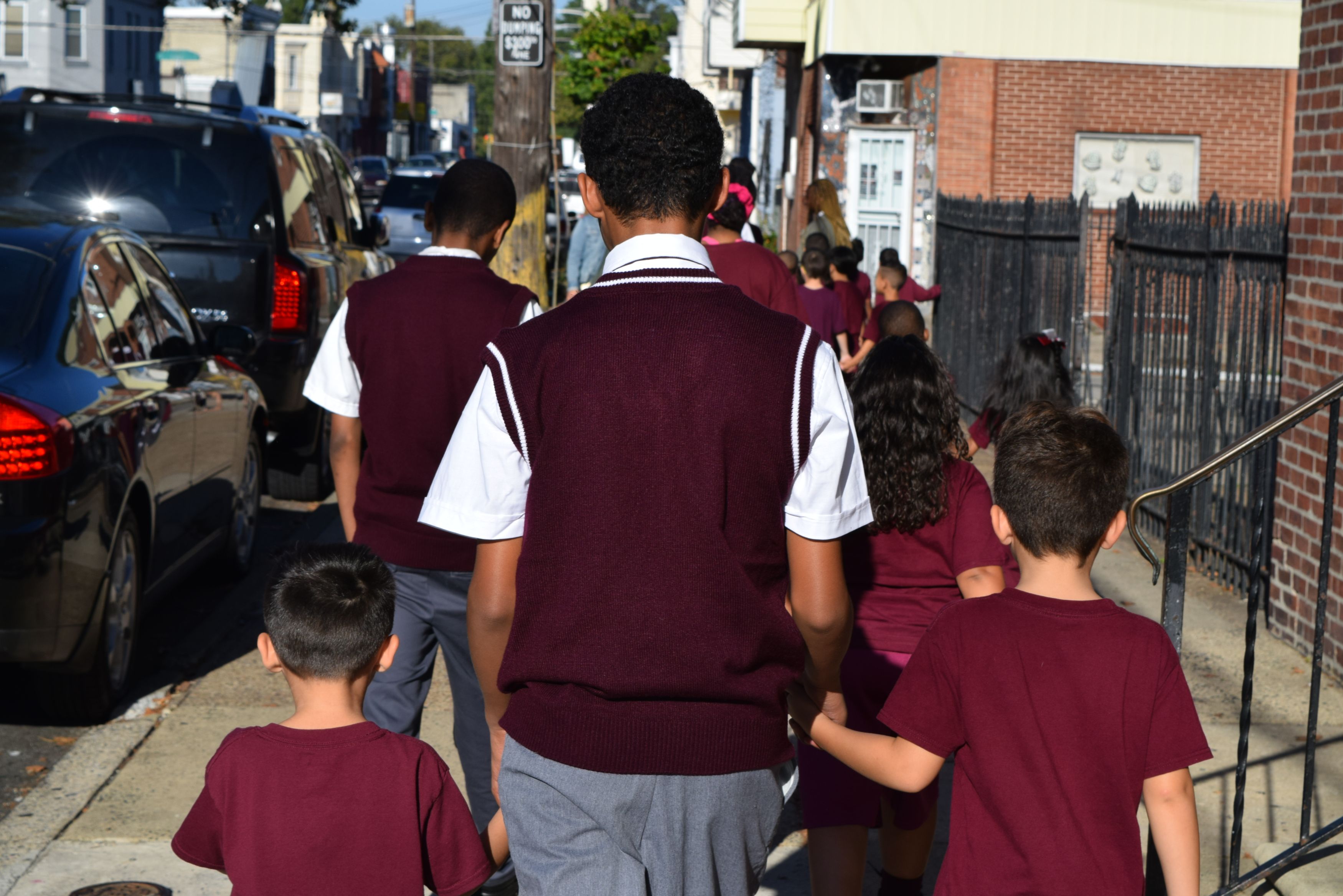 students walking together