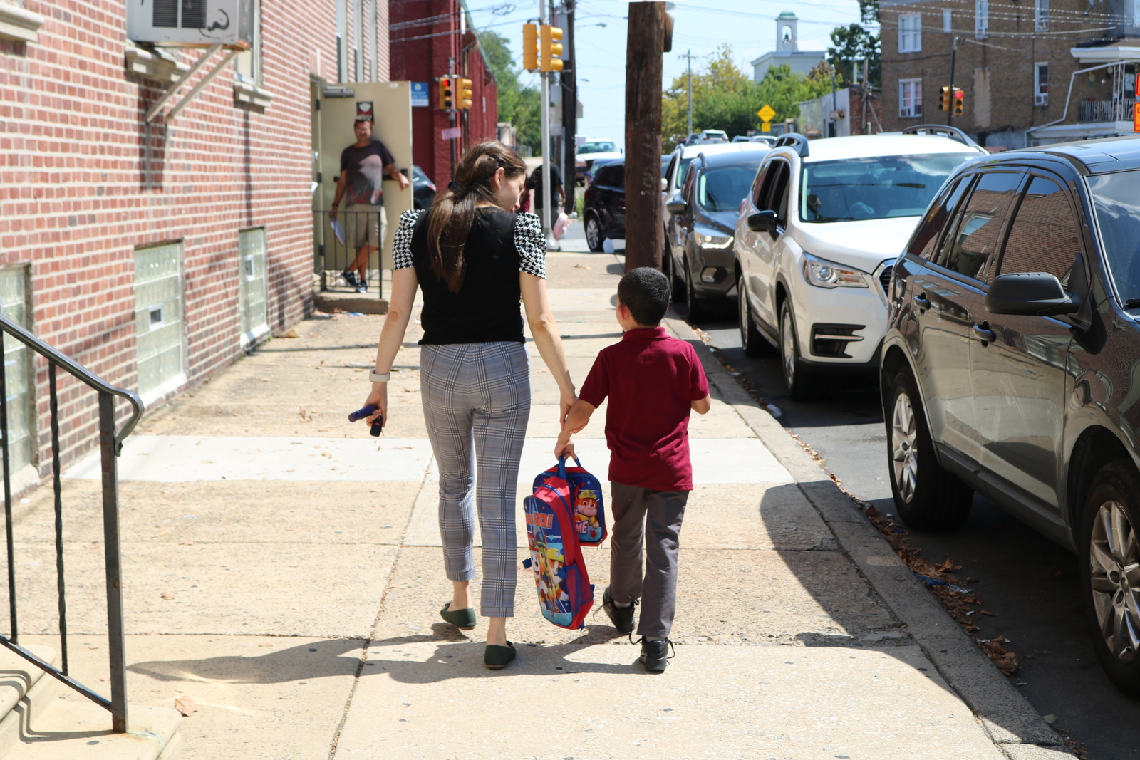 parent and child walking